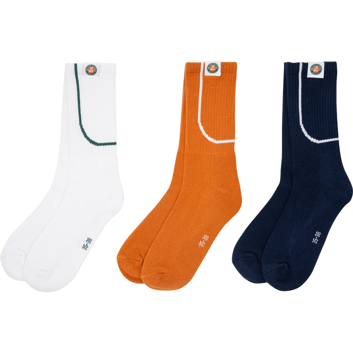 3 Paar Roland-Garros Sport Sokken