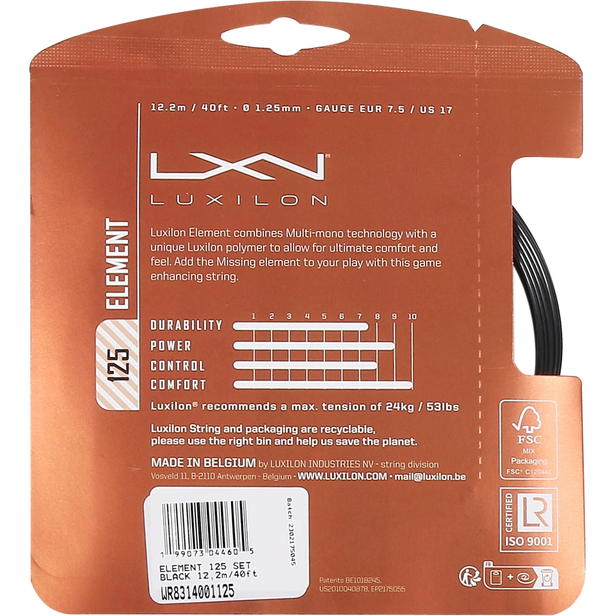 Snaar Luxilon Element Black (12 Meter)