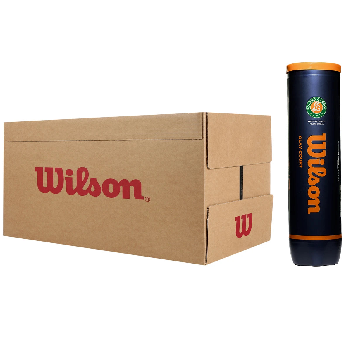 Carton de 18 Tubes de 4 Balles Wilson Roland Garros Official Clay