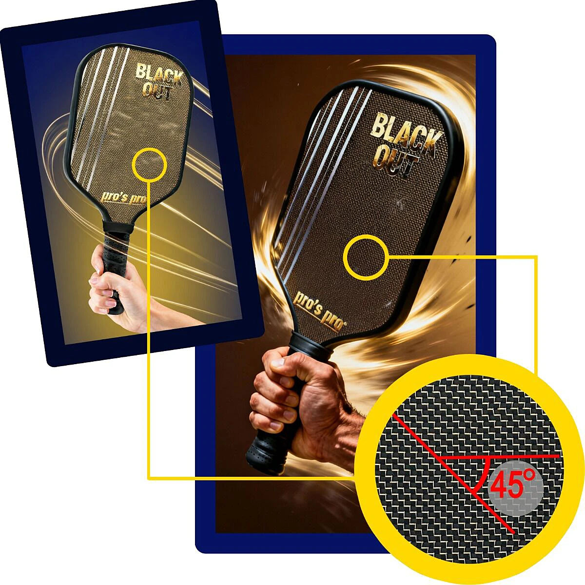 Pickleball Racket Pro'S Pro Blackout