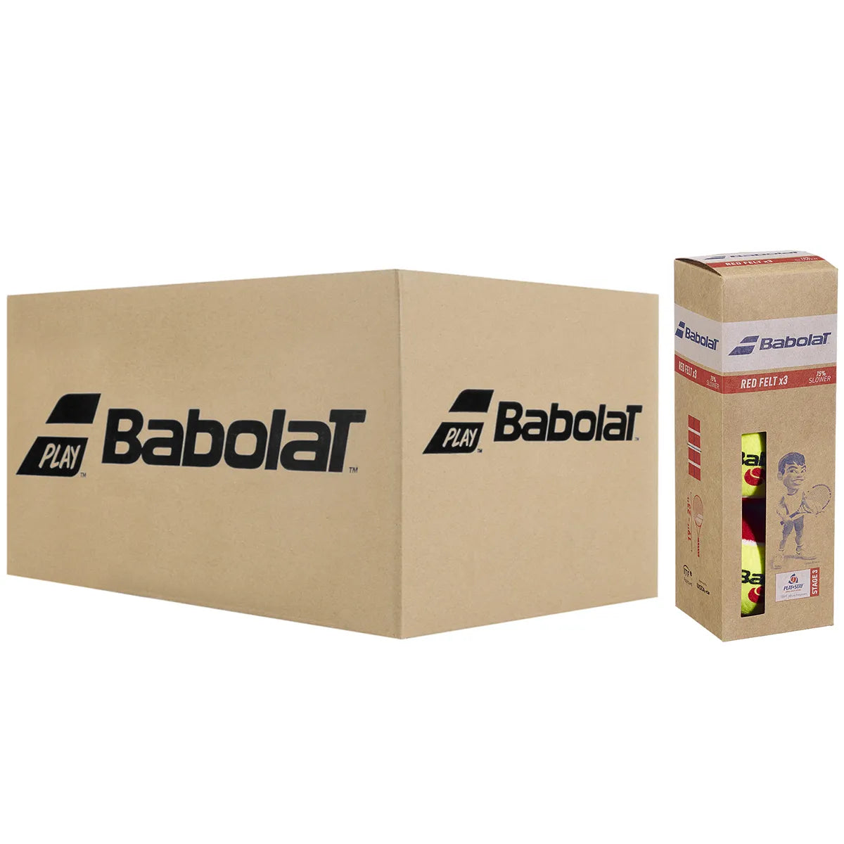 Carton de 24 Tubes de 3 Balles Babolat Red Felt