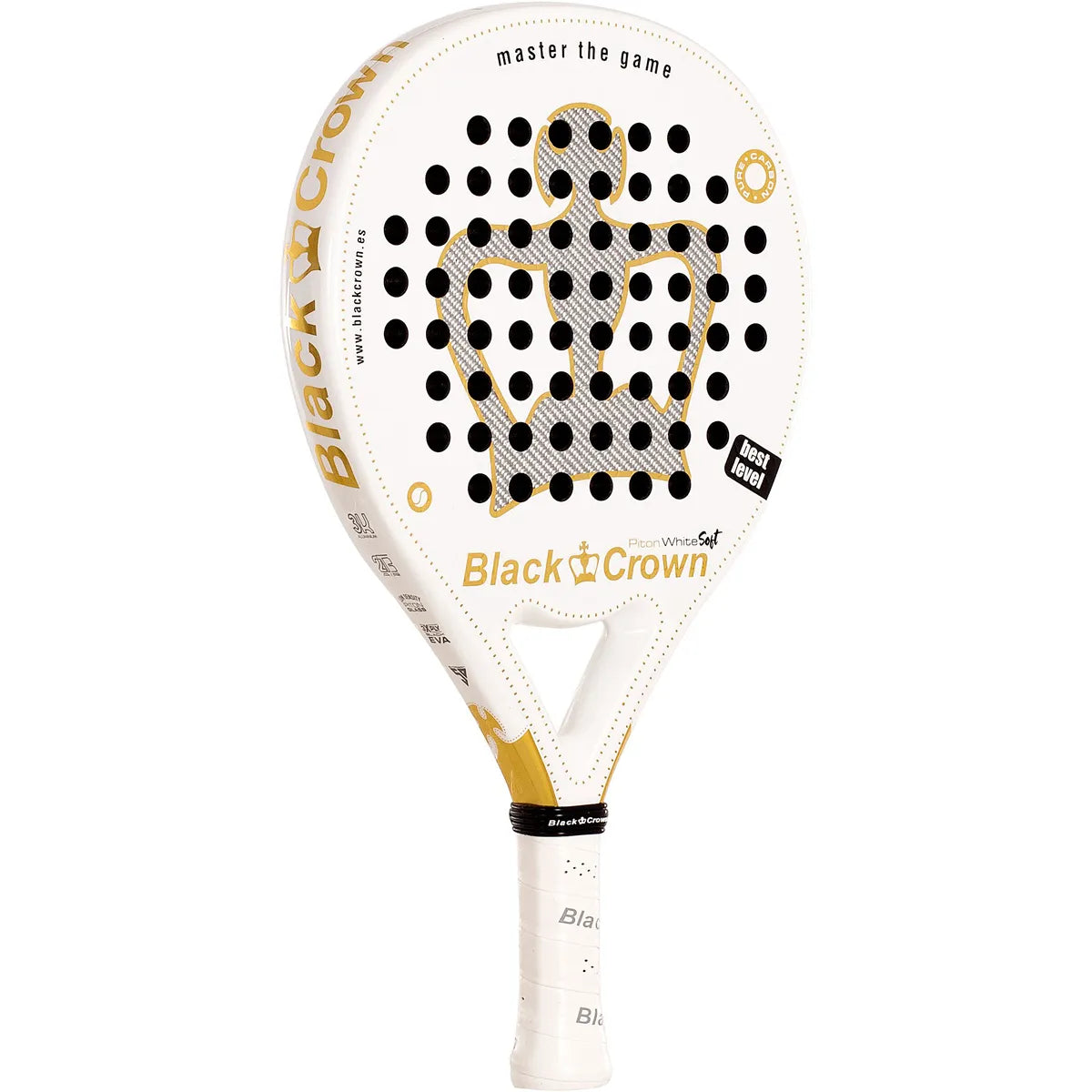 Padelracket Black Crown Piton White Soft