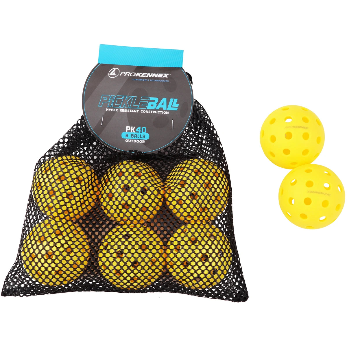 Lot de 6 Balles de Pickleball Pro Kennex Outdoor (40 Trous)