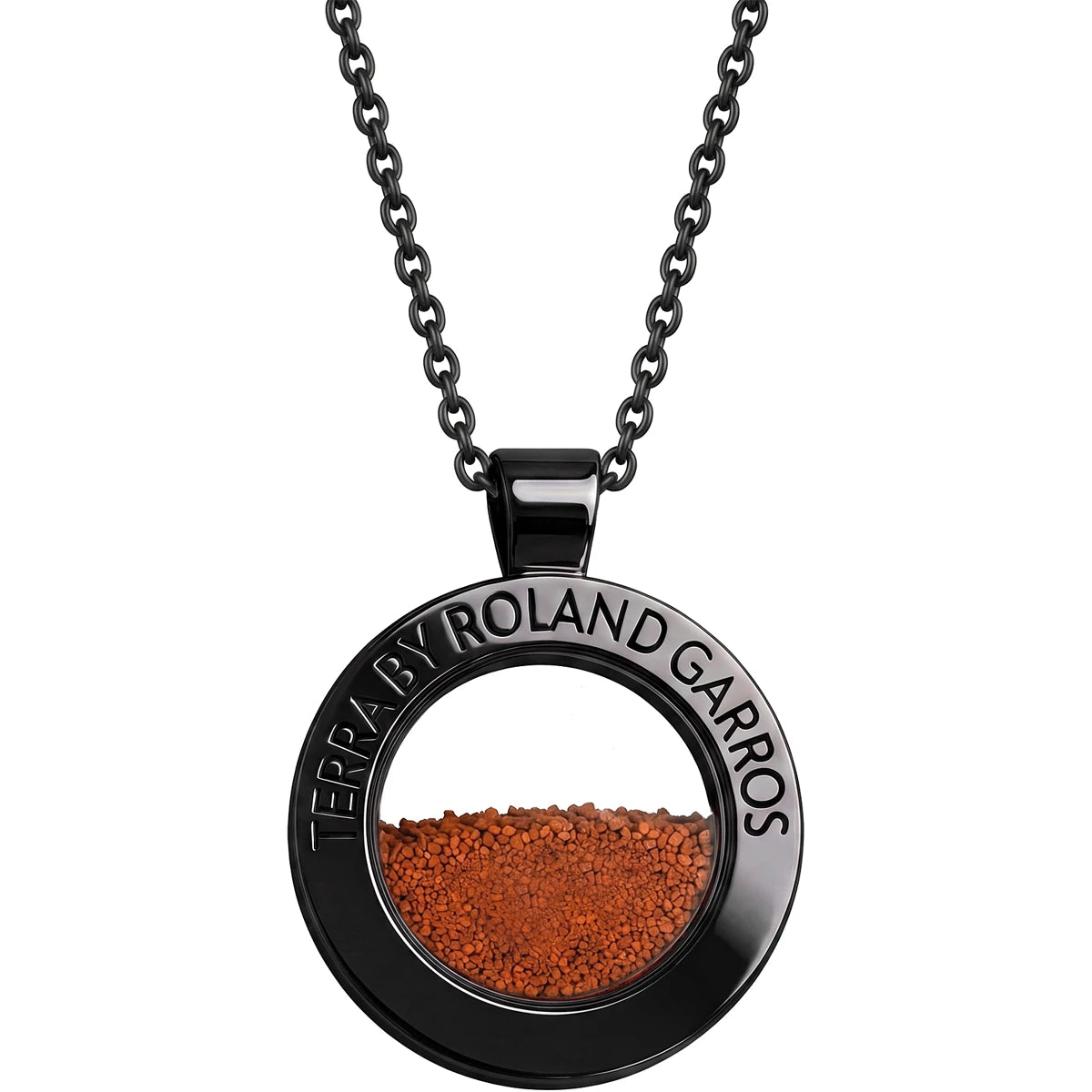 HALSKETTING EN TERRA ACCESS MUNT GLANZENDE ZWARTE STAAL ZONDER STEEN KLEIN MODEL