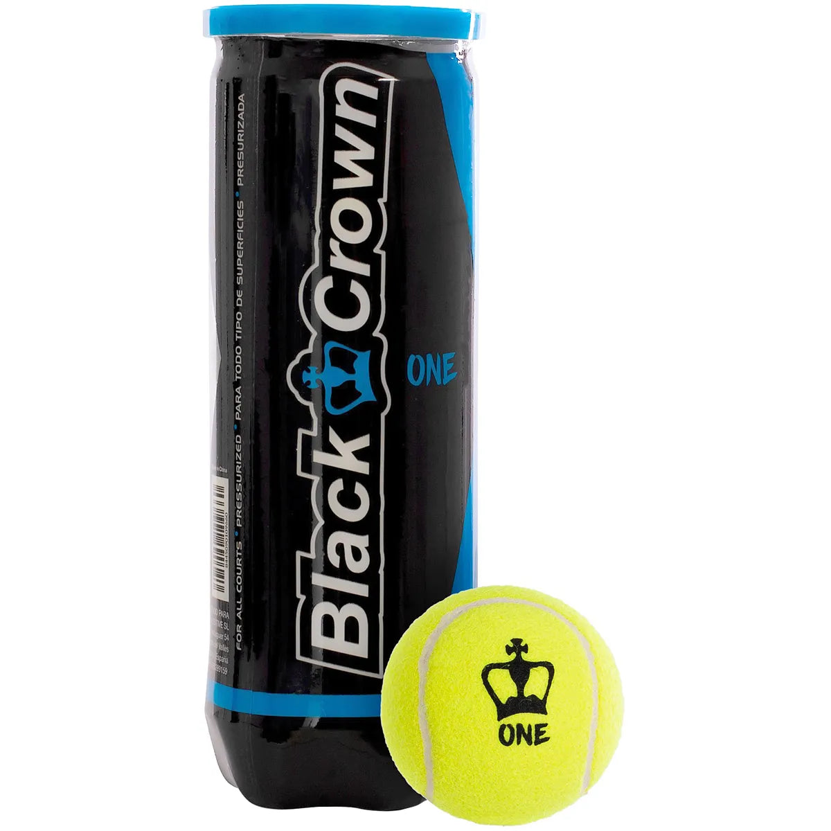 Tube of 3 Black Crown One Padel balls