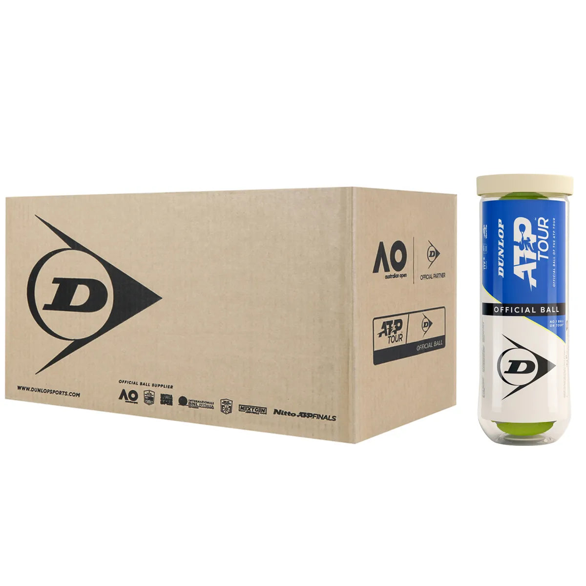 Carton de 24 Tubes de 3 Balles Dunlop Atp Tour
