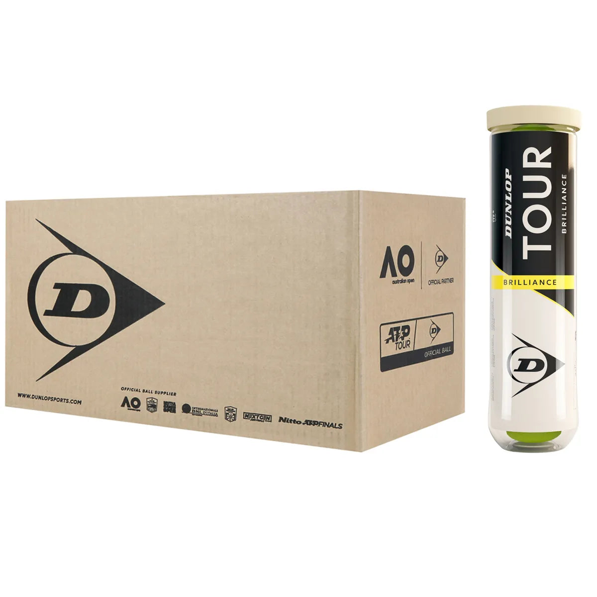Carton de 18 Tubes de 4 Balles Dunlop Tour Brillance