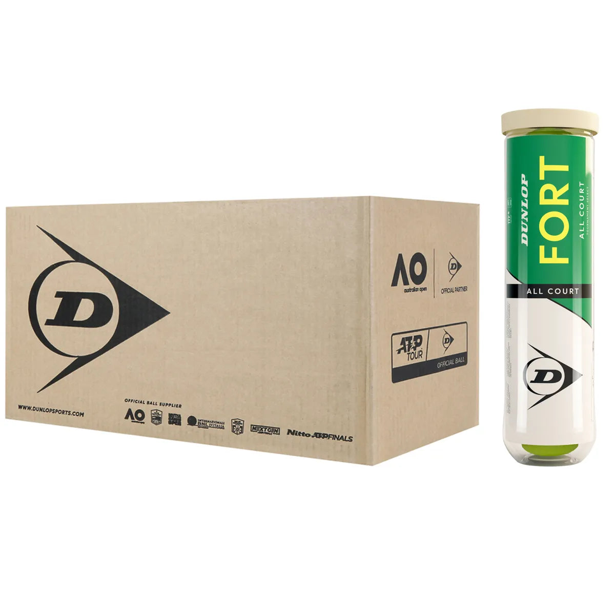 Carton de 18 Tubes de 4 Balles Dunlop Fort Tournament Select