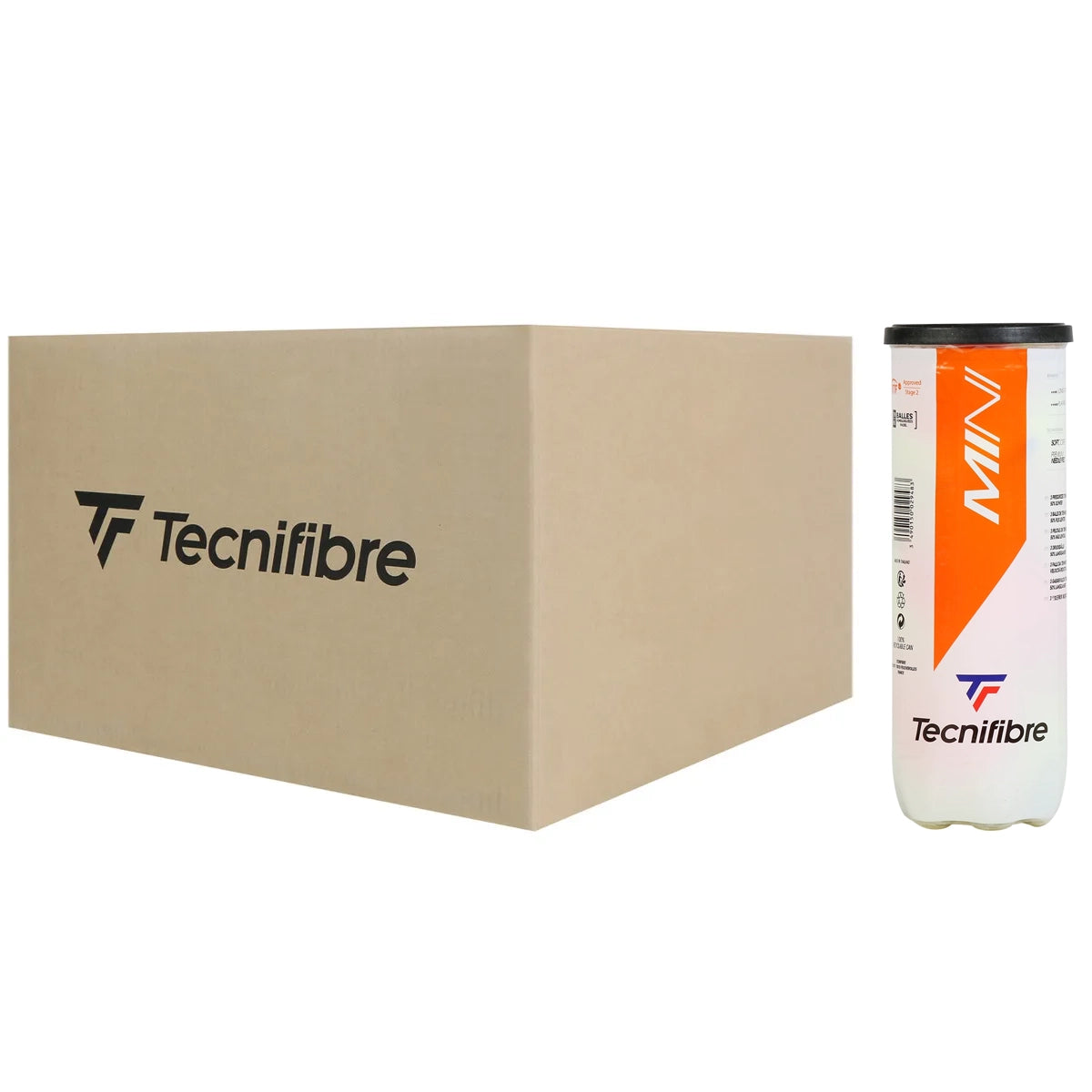 Carton de 24 Tubes de 3 Balles Tecnifibre Mini Tennis