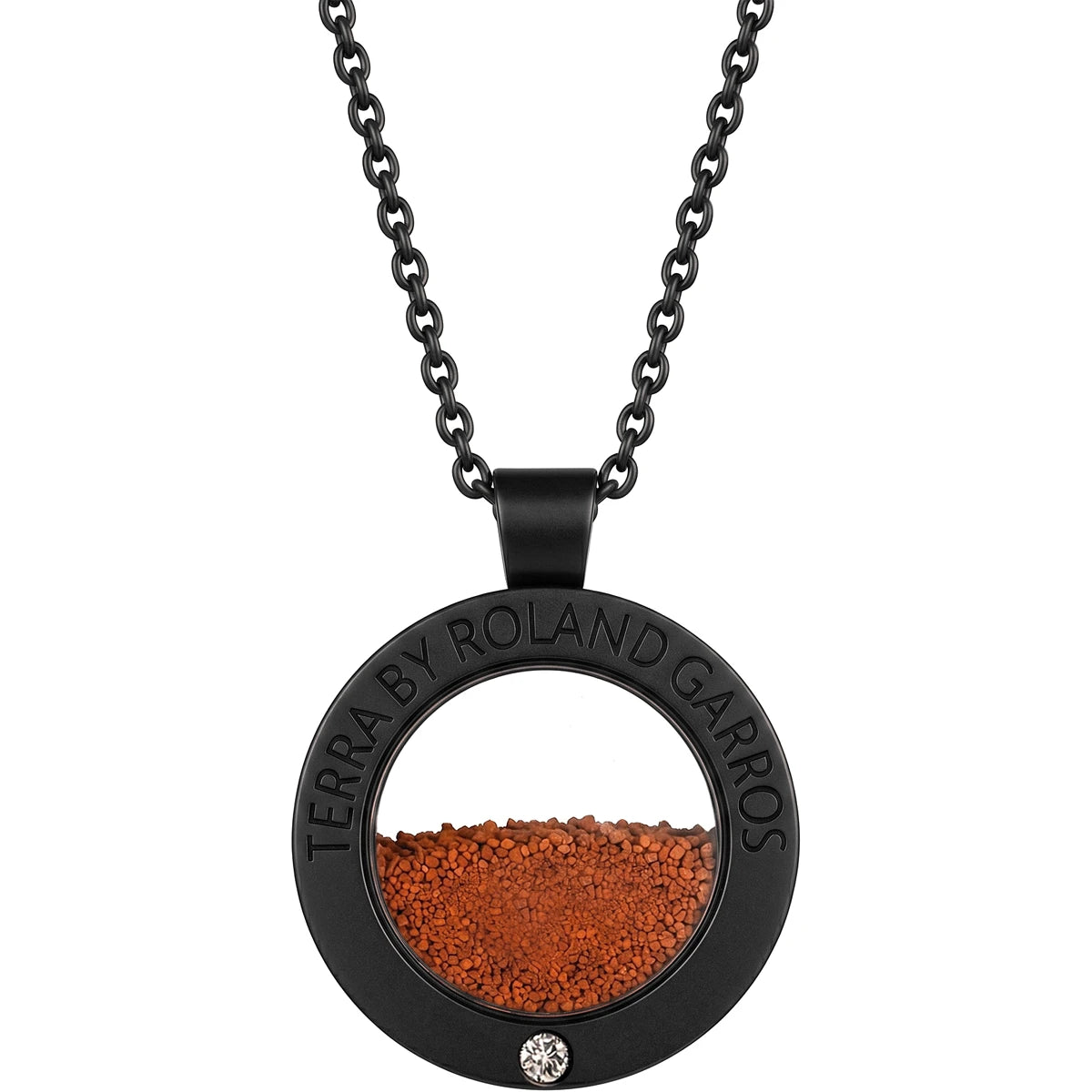 Collier en Medaille Terra Access Staal Mat Zwart 1 Steen Klein Model