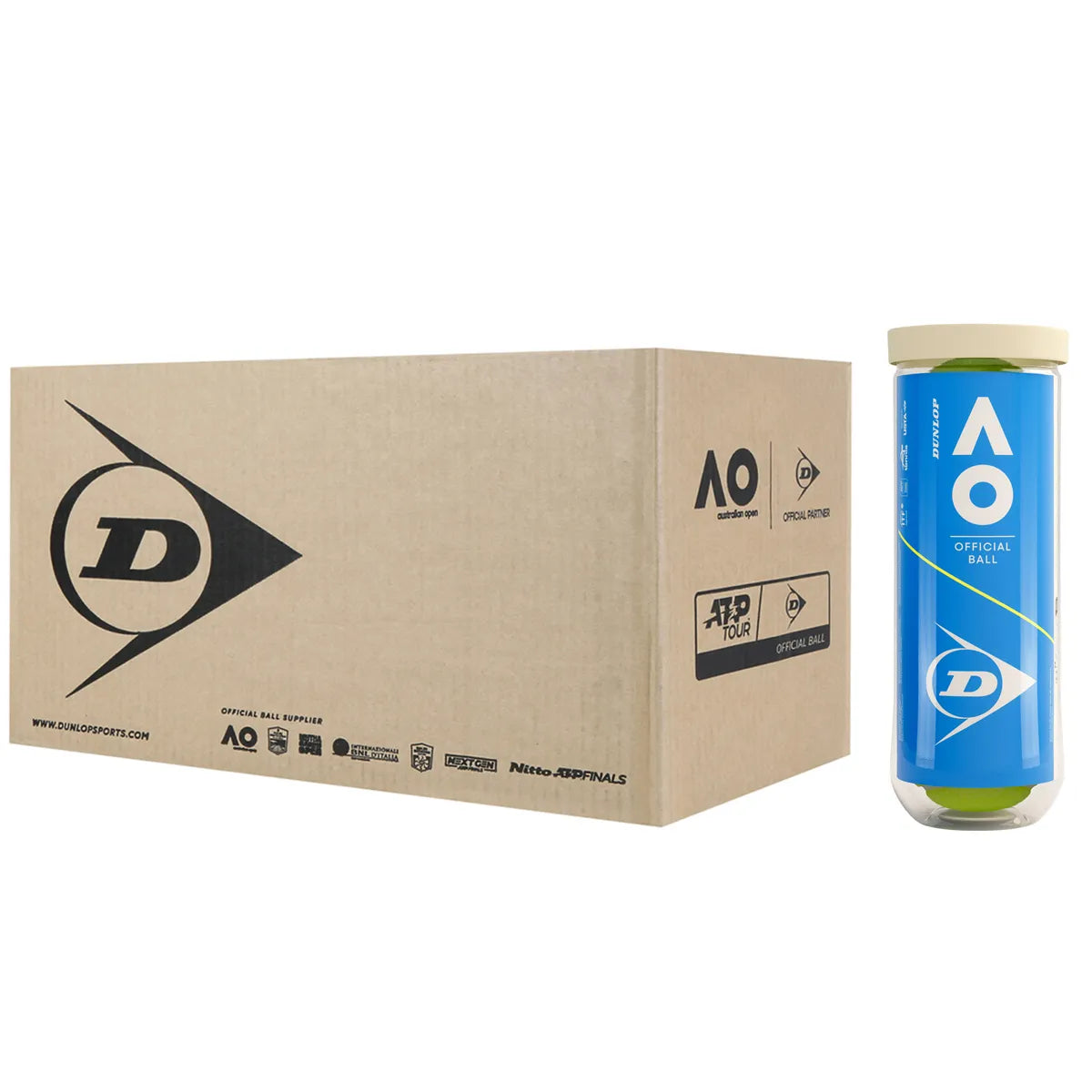 Carton de 24 Tubes de 3 Balles Dunlop Australian Open