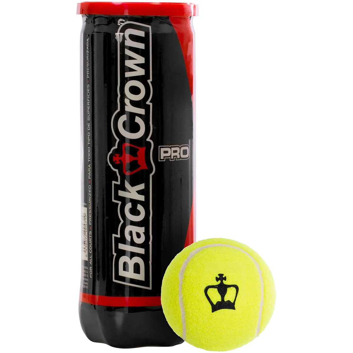 Tube of 3 Black Crown Pro Padel balls