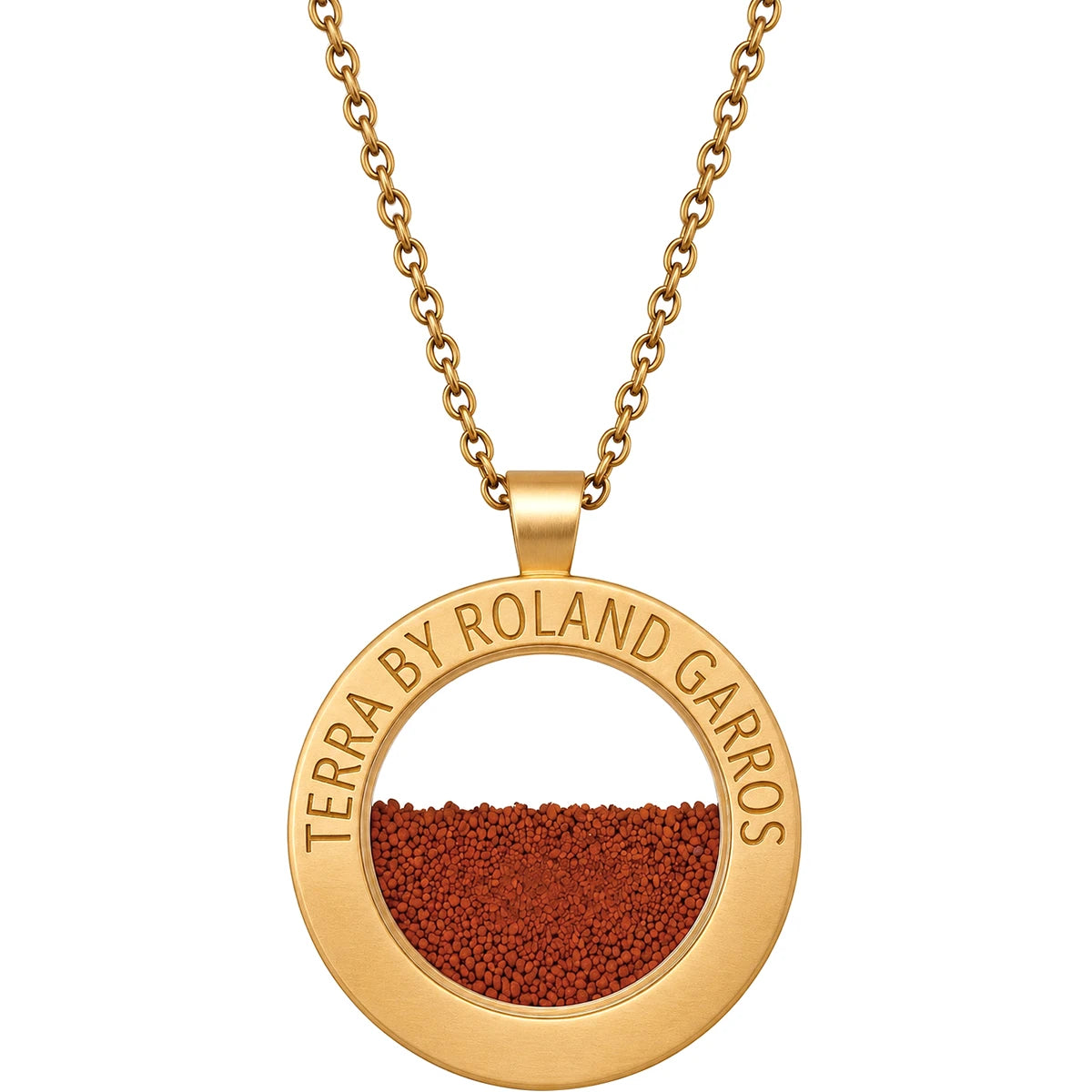 HALSKETTING EN TERRA ACCESS MEDAILLE MAT GOUDKLEURIG STAAL ZONDER STEEN GROOT MODEL