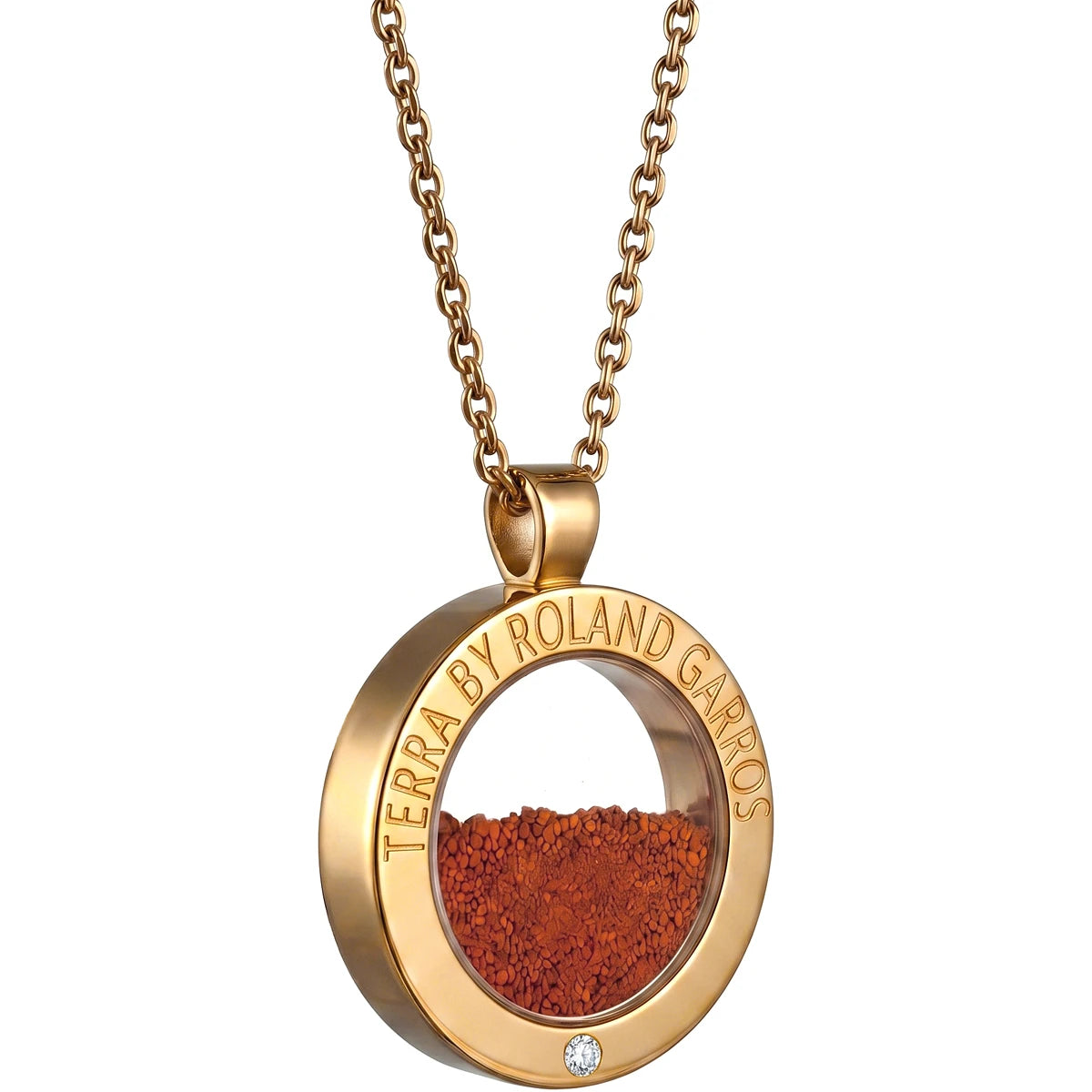 Terra Access Necklace and Medal Matte Gold Steel 1 Stone Large Model