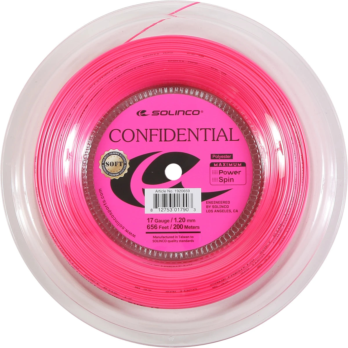 Solinco Confidential Soft Pink Reel (200 Metres)