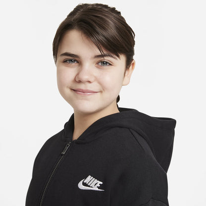 Nike Junior Girls Sportswear Club Fleece Full Zip Hoody Sweatshirt