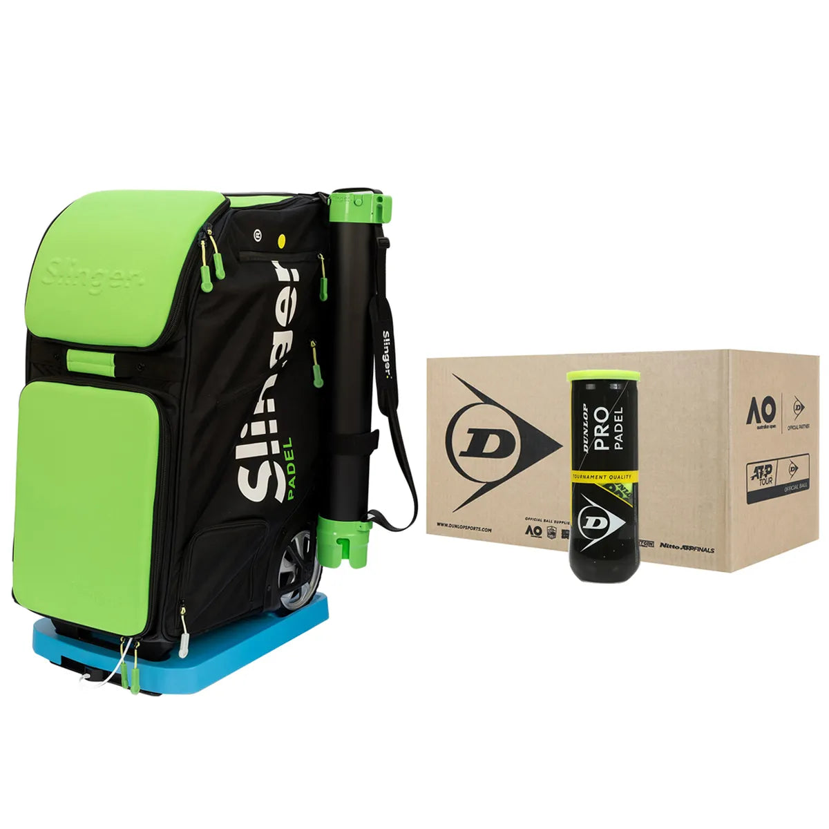 Slinger Padel Pack + Box of 24 Tubes of Dunlop Pro Padel