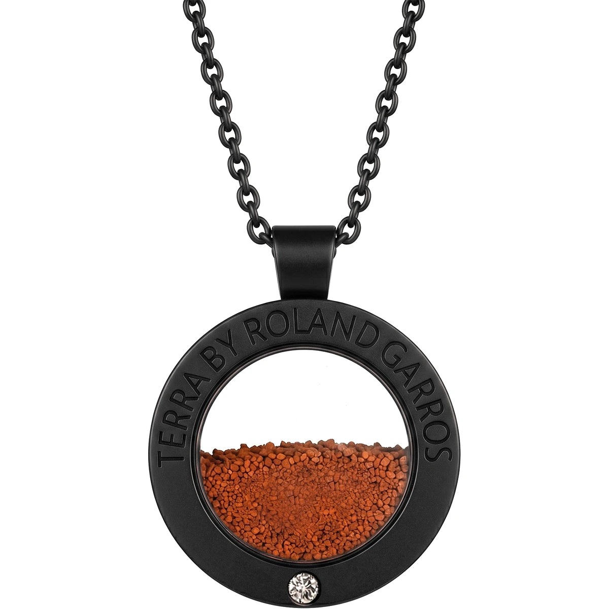 HALSBOEK EN TERRA ACCESS MEDAILLE MAT ZWARTE STAAL 1 STEEN GROOT MODEL