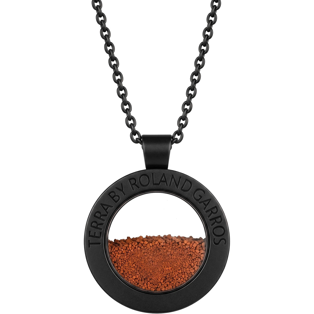 HALSKETTING EN TERRA ACCESS MEDAILLE MAT ZWART STAAL ZONDER STEEN KLEIN MODEL