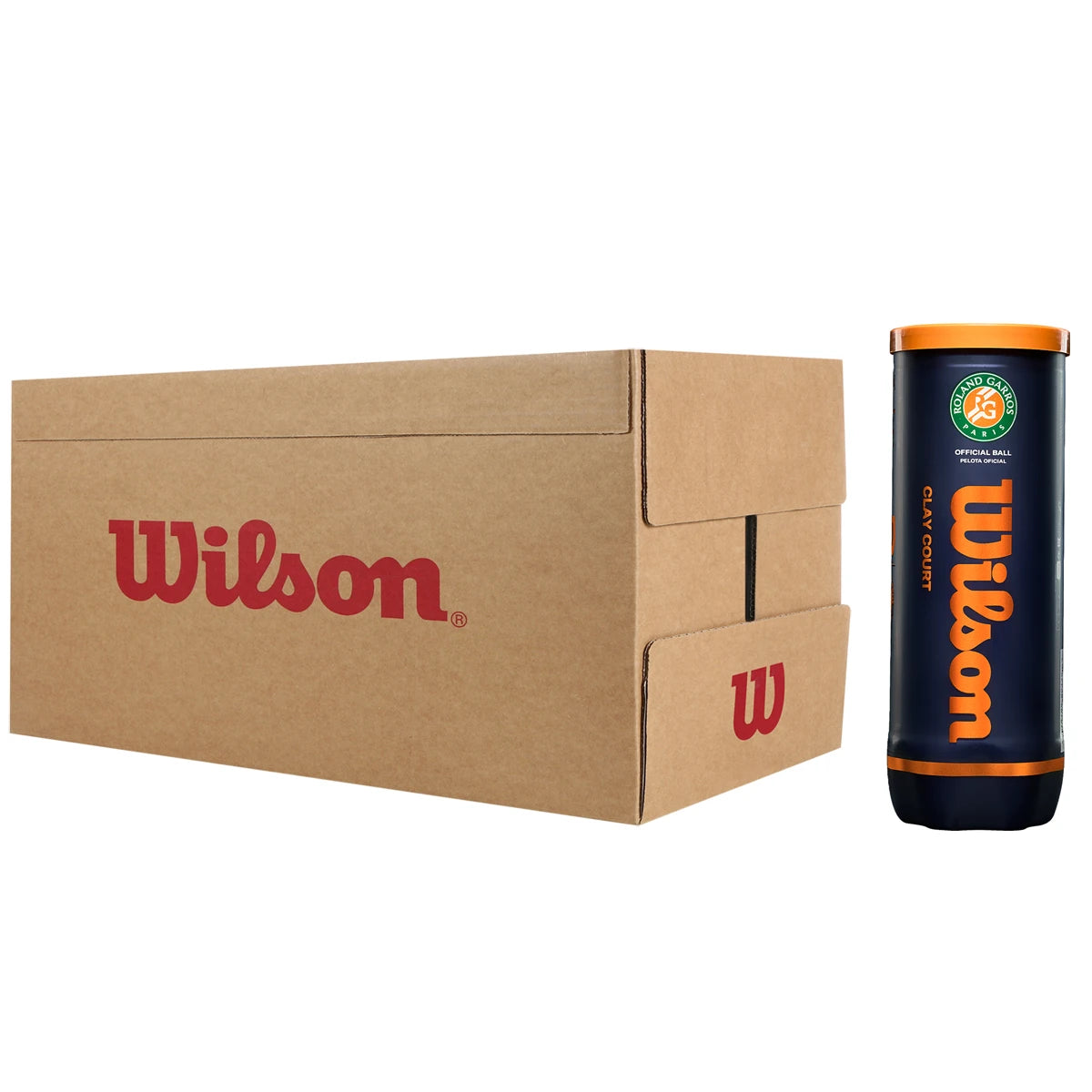 Carton de 24 Tubes de 3 Balles Wilson Roland Garros Official Clay