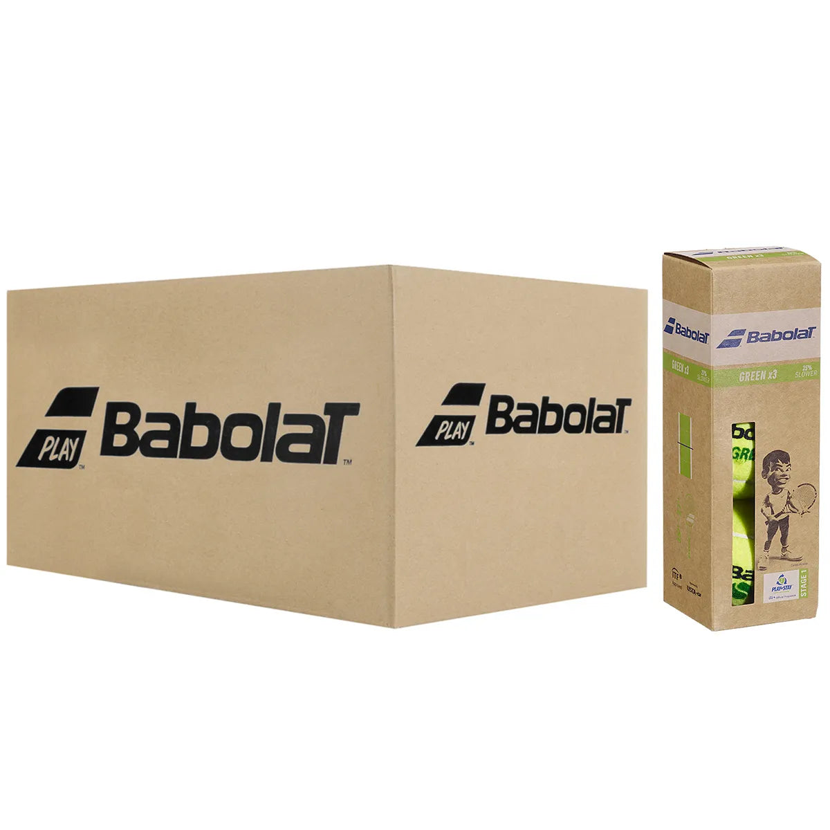Cartons de 24 Tubes de 3 Balles Babolat Green