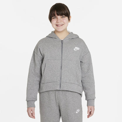 Nike Junior Girls Sportswear Club Fleece Full Zip Hoody Sweatshirt