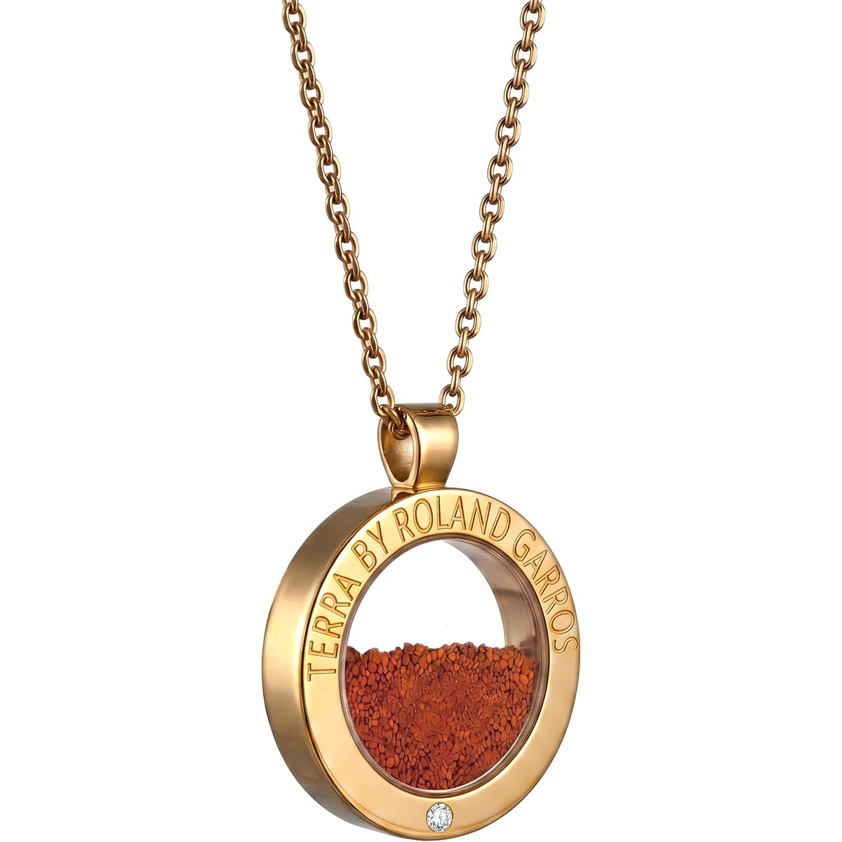 COLLIER ET MEDAILLE TERRA ACCESS ACIER DORE MAT 1 PIERRE PETIT MODELE