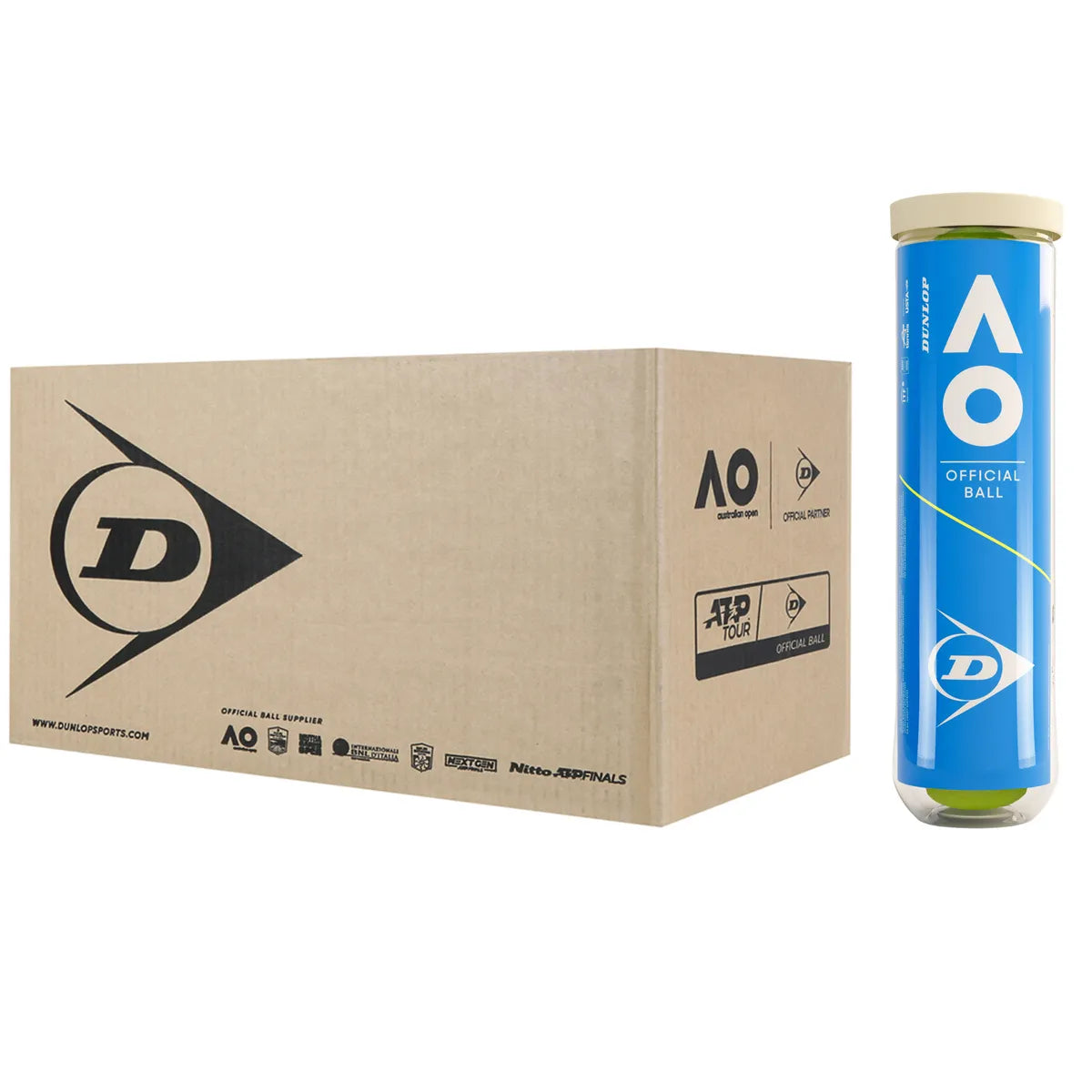Carton de 18 Tubes de 4 Balles Dunlop Australian Open