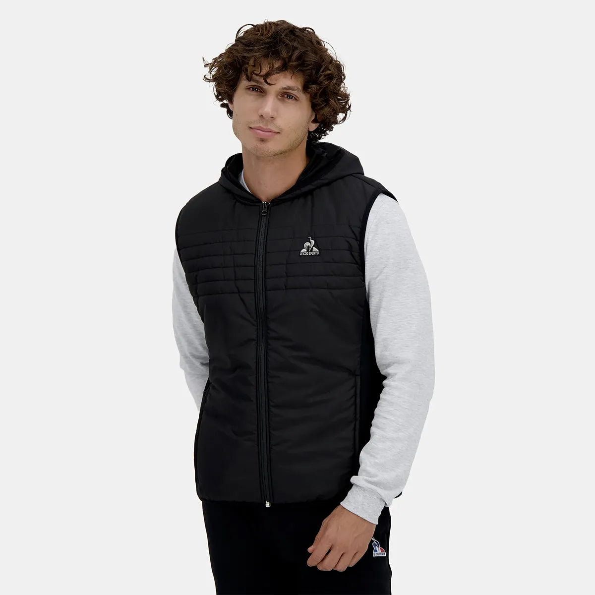 Le Coq Sportif Hybrid Sleeveless Puffer Jacket with Hood