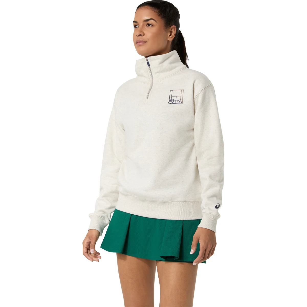 Sweat Asics Femme Court Graphic 1/2 Zip