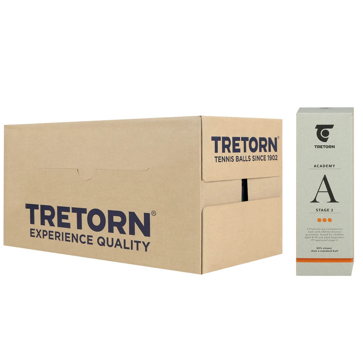 Carton de 40 Tubes de 3 Balles Tretorn Academy Orange